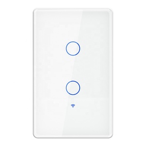 USEU 2 Gang WiFi écran en verre trempé panneau tactile lumière commande vocale télécommande <span class=keywords><strong>TUYA</strong></span> sans fil mur Wifi interrupteur d'éclairage intelligent - Product Image 4