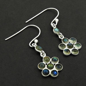 Design antique 925 argent Sterling Vintage naturel bleu Labradorite fait à la main en gros pierres précieuses boucle d'oreille bijoux en argent pour femme - Product Image 4