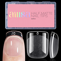 AILLSA 504 pièces 12 tailles Demi-mates Extra courtes Forme carrée, cercueil, moyenne, amande, French Manucure, Application facile, Couverture complète, Douces pour les doigts