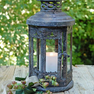 Candelabro decorativo de farol de Metal con acabado antiguo con asa para jardín, Patio, decoración del hogar, fiesta de boda y uso en eventos - Product Image 1