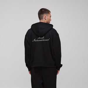 Sweat-shirts noirs unisexes surdimensionnés de style streetwear, de haute qualité, 100% coton, épais, personnalisables avec logo, écologiques et respirants, OEM - Product Image 2