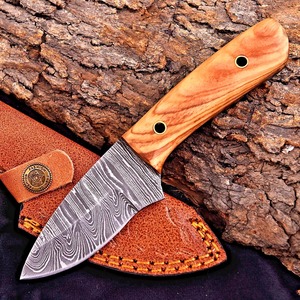 Couteau de chasse fait à la main en acier damas lame fixe avec gaine en cuir Support OEM lame tactique couteau de Camping de qualité industrielle - Product Image 1
