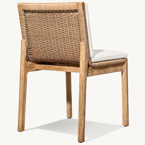 Hot <b>sale</b> <b>furniture</b> single armless chair made of teak wood modern style suitable for outdoor with nice <b>rattan</b> accents - Product Image 2