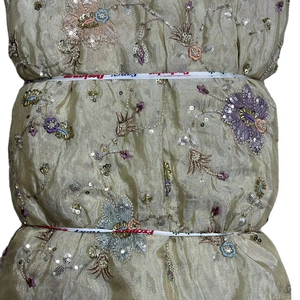 Tejido de viscosa pura con diseñador de contraste Pallu trabajado a mano, blusa pesada bordada, tela lujosa India - Product Image 1