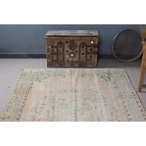 Turkish Large Rug 5.3x8.2 ft, Vintage <b>Brown</b> Moroccan <b>Wool</b> Rug - Product Image 4