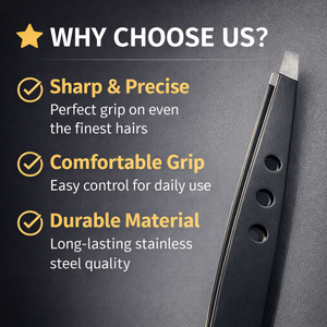 Pinzas Profesionales de Acero Inoxidable de Primera Calidad para Cejas, Punta Inclinada, Agarre Ergonómico Negro, Antiestáticas, Duraderas, Precisión para Eliminar Vello - Product Image 6