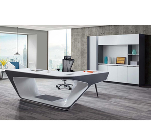 Premium Commercial White Corner <b>Office</b> Desk Luxury Wooden L Shaped Manager Workspace <b>Table</b> Modern High End Executive Workstation - Product Image 2