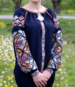 Blusa de Vestir Informal Bordada Personalizada al por Mayor, Estilo Resort, Talla Grande, Mini Vestido Formal Ucraniano, Método de Tejido - Product Image 2