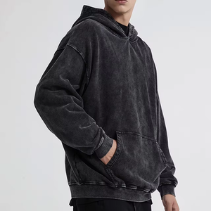 Sweat à capuche lavé à l'acide de qualité supérieure pull surdimensionné pour hommes Vintage avec lavage à l'acide logo personnalisé coton épais French Terry - Product Image 3