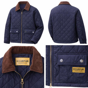 Chaqueta de Hombre al por Mayor, Chaqueta Acolchada con Forro Acolchado de Diamantes Vintage, Cuello de Pana para Hombre, Chaqueta con Logotipo Personalizado de Marca Privada - Product Image 4