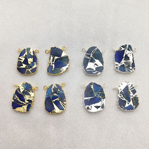 Chapado en oro azul Mohave turquesa conector dijes colgante DIY collar hacer joyería fabricante cristiano en la India al por mayor - Product Image 4