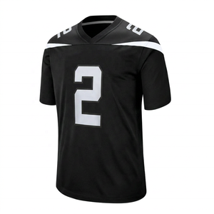 Maillot de football américain unisexe vert à col en V, manches courtes, numéro 2, en polyester anti-humidité, coupe classique, été - Product Image 3