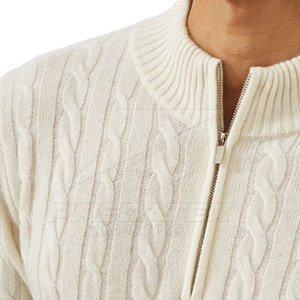 Pull décontracté en coton mélangé respirant pour l'hiver 2025, col montant, motif uni, fermeture éclair quart, haut personnalisé, best-seller - Product Image 5