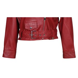 Veste de moto en cuir d'agneau véritable pour femme, imprimée, fermeture éclair sur le devant, personnalisable, hiver, écologique, séchage rapide, coupe-vent, chauffante - Product Image 5