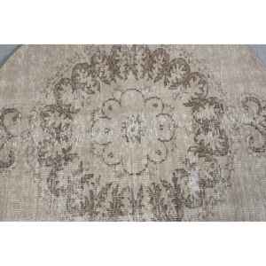 พรมตุรกีโบราณสีเบจสีน้ำตาล4.2 x 4.2ft คลาสสิกขนกระต่ายปลอมงานเย็บปะทำจากยางพรมข้างเตียงทรงสี่เหลี่ยมผืนผ้าโถงทางเดินใหม่ - Product Image 5