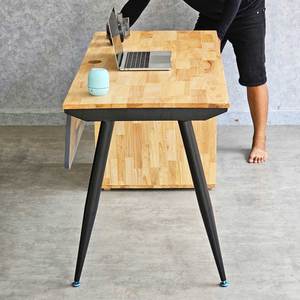 Escritorio de Oficina Moderno y Minimalista con Superficie de Madera de Caucho y Patas de Hierro 120x60cm HBCO058 - Product Image 3