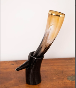 Long Drinking Horn With Stand Viking Drinking Mugs, Anniversary Gift, Husband Gifts, Couples Gift, Christmas Gifts - Product Image 2
