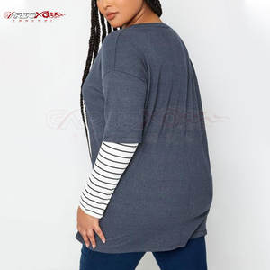 Stylish Double Layer T <b>Shirt</b> With Elbow Sleeves And Side Split <b>For</b> Relaxed <b>Women</b> Outfit <b>Women</b> Two Layer T <b>Shirt</b> - Product Image 5