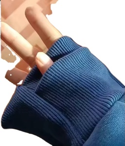 80% Algodón 20% poliéster Color invertido doble capucha tejida bordada con capucha agujero en el pulgar Ajuste de gran tamaño logotipo frontal manga larga - Product Image 4