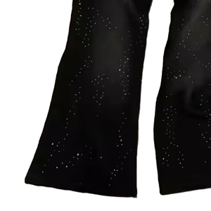 Ropa de calle personalizada de gran tamaño Black Acid Wash Diamond All Over Print Rhinestone Jogger Pantalones de chándal Pantalones anchos para hombre lavados 2025 - Product Image 5