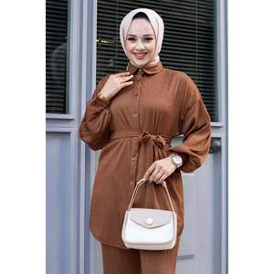 ชุด2ชิ้นฮิญาบกำมะหยี่สีน้ำตาล - Product Image 2