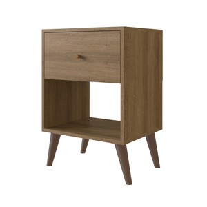 Mesa de Noche de Estilo Moderno Retro con 1 Cajón, Madera Color Miel, Mueble para Dormitorio de Apartamento u Hotel, Fácil de Ensamblar, Estilo Rústico - Product Image 2