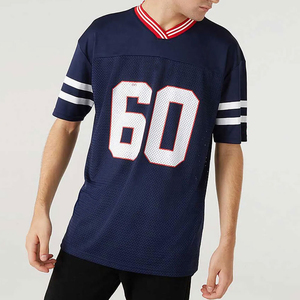 Ropa deportiva de calle personalizada con estampado Digital número V cuello satén y malla contraste hombres camisetas de fútbol de gran tamaño - Product Image 2