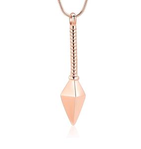 Pendentif en forme de lance en acier à la mode en or rose, collier pour urne de crémation moderne, urne commémorative souvenir taille personnalisée pour hommes et femmes - Product Image 1