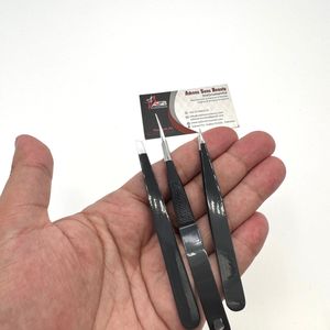 Pince à sourcils pointue noire brillante inclinée avec logo personnalisé ciseaux à sourcils en acier durable utilisation de la beauté du printemps - Product Image 6