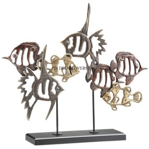Customized Size & Logo Available Multicolor Heavy Duty Metal Fishes Designer Sculpture Home Table Decorative Accessories Supply