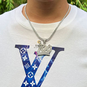 Colgante de diamantes de Baguette redondo cultivado en laboratorio, Plata de Ley 925 chapada en rodio, Mini colgantes únicos de Hip Hop para fiesta, colgantes con abalorios helados - Product Image 3