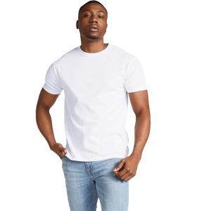 T-shirt coupe ajustée à manches courtes et col en O de couleur blanche et unie en jersey 100% coton pour hommes fabriqué sur mesure par OEM de l'usine du Bangladesh - Product Image 1