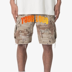 Vente en gros de shorts décontractés en coton pour hommes avec ceinture élastique confortable shorts cargo d'été avec deux poches cargo latérales - Product Image 6