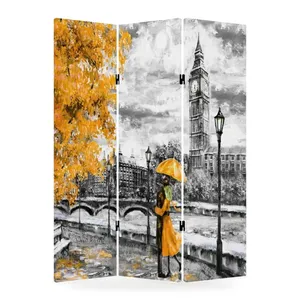 Pantalla Plegable de Lona de Doble Cara con Pareja Bajo un Paraguas Amarillo en Londres - Product Image 4