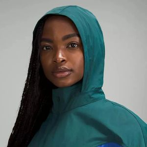 <b>Women</b> Color Block Cropped <b>Windbreaker</b> Jacket Lightweight Hooded Outdoor Sports Jacket Fashion Streetwear Waterproof Windproof - Product Image 6