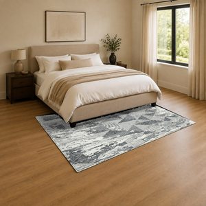 Tapis de salon en chenille antidérapant, effet marbre gris argenté, imprimé numériquement, lavable en machine, vente en gros RUGS DEPOT LXDP-0094 - Product Image 3
