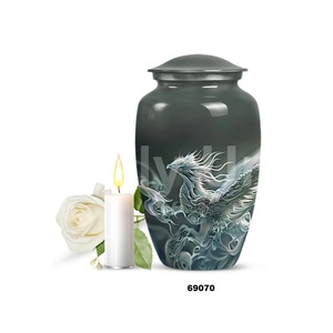 Belle urne funéraire oiseau Phoenix bleu pour cendres adultes Grande urne commémorative décorative en aluminium pour cendres humaines avec sac gratuit - Product Image 5