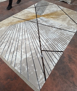 Tapis turc moderne en polyester Adiva Plush, motif puzzle carré de Gaziantep, avec envers en jute, fabriqué à la machine, résistant aux taches, usage commercial - Product Image 6