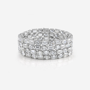 Bracelets de tennis glamour cloutés de diamants de laboratoire de luxe taille émeraude de conception classique de haute joaillerie pour les femmes aux prix de gros - Product Image 5