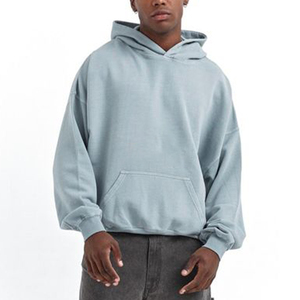 Wholesale Plain <b>Hoodies</b> for Printing Heavy Weight Washed Blank <b>Oversize</b> Drop Shoulder Cotton <b>Black</b> Custom <b>Hoodies</b> - Product Image 1