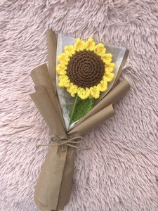 Simulación de Flores, Decoración Floral, Flores de Girasol de Crochet, Regalo de Cumpleaños, San Valentín, Día del Maestro, por Proveedores Indios - Product Image 2