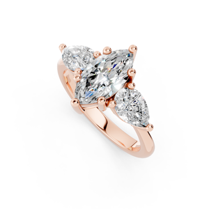 Fabricant d'usine de taille marquise OEM diamants de laboratoire sertis en or rose bague 10k 14k 18k élégante création de bijoux personnalisés - Product Image 1