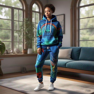 Chándal Tie Dye para mujer, ropa deportiva para correr, chándal con estampado Digital, sudadera con capucha y pantalones de chándal, chándal para mujer - Product Image 2