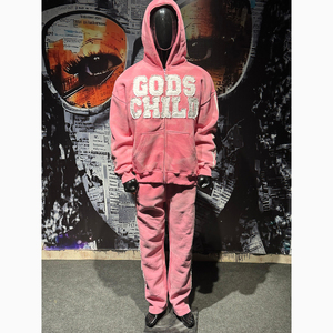 Nuevo Chándal de Forro Polar para Hombre 2026, Chándal Deportivo Personalizado de Alta Calidad con Capucha, Cremallera, Lavado Ácido, Bordado Desgastado - Product Image 1