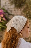 Pañuelo de Cabeza de Algodón Tejido para Mujer, Estilo Crochet Transpirable, Accesorio Casual para Primavera/Verano