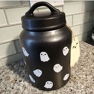 Tarro de truco o trato ultra lujoso, pegatina blanca, utensilios de cocina a granel esmaltados, accesorios, almacenamiento de alimentos, trabajo artesanal - Product Image 3