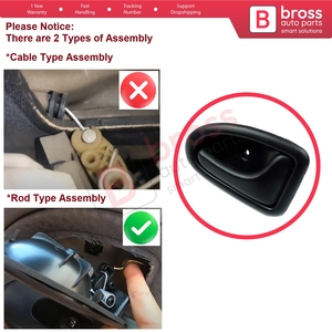 Manija Interior Derecha Negra Tipo Varilla BDP78 para Clio 2, Scenic, Megane 1, Trafic, Master 2, Mascott, Logan 1, Movano, Vivaro A, Intersta - Product Image 5