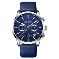 Jam Tangan Pria CUENA 6805 Analog Quartz Tali Kulit Stopwatch Jarum Bercahaya Kalender Tahan Air 30M Jam Tangan Fashion Pria
