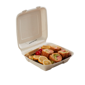 Modern Trending Stylish Burger <b>Box</b> Clamshell 9*6 Natural All Type Events Food Truck Kitchen Packaging Durable Bagasse Material - Product Image 1