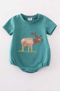 Vestido de bebé de burbuja azul con apliques de ciervo Traje de algodón ligero suave y cómodo para todas las estaciones - Product Image 6